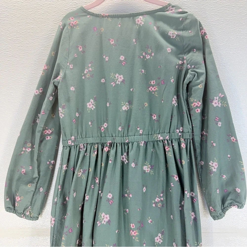 OshKosh Girls Floral Prairie Dress Size 8 Green Boho‎ Cottagecore